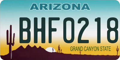 AZ license plate BHF0218