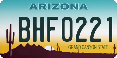 AZ license plate BHF0221