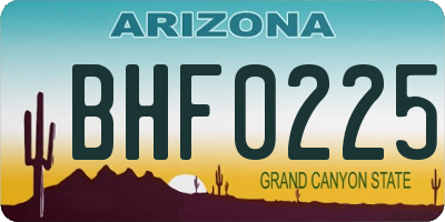 AZ license plate BHF0225