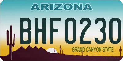 AZ license plate BHF0230