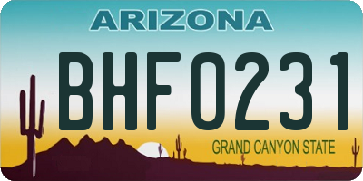 AZ license plate BHF0231