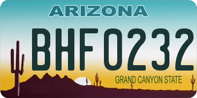 AZ license plate BHF0232