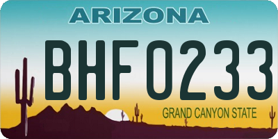 AZ license plate BHF0233