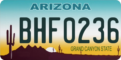 AZ license plate BHF0236