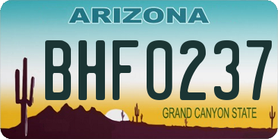 AZ license plate BHF0237