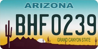 AZ license plate BHF0239
