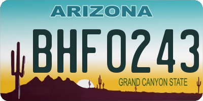 AZ license plate BHF0243