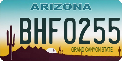 AZ license plate BHF0255