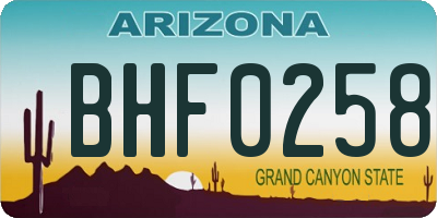 AZ license plate BHF0258