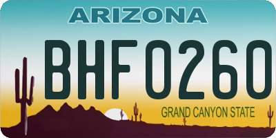AZ license plate BHF0260