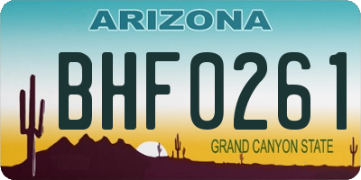 AZ license plate BHF0261