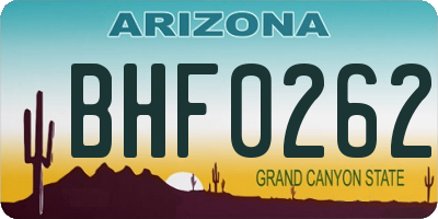 AZ license plate BHF0262