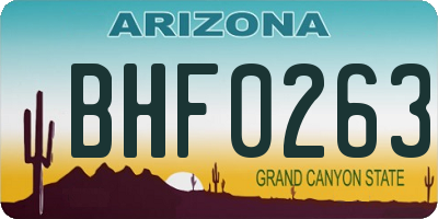 AZ license plate BHF0263