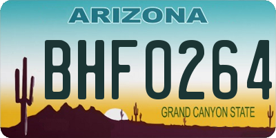 AZ license plate BHF0264