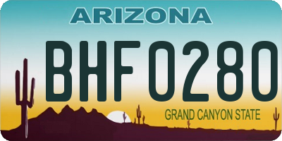 AZ license plate BHF0280