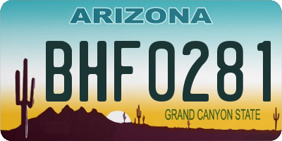 AZ license plate BHF0281
