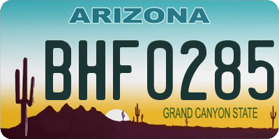 AZ license plate BHF0285