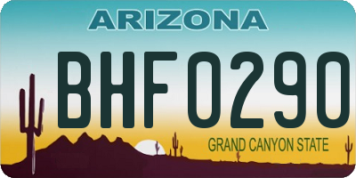 AZ license plate BHF0290