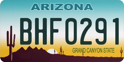 AZ license plate BHF0291