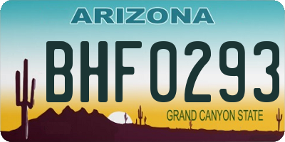 AZ license plate BHF0293