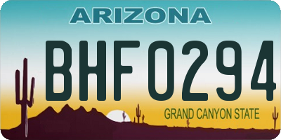 AZ license plate BHF0294