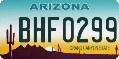 AZ license plate BHF0299