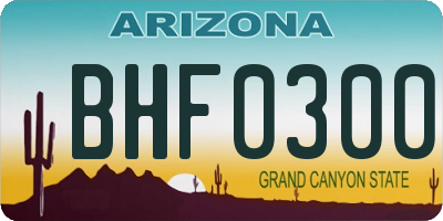 AZ license plate BHF0300