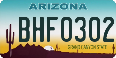 AZ license plate BHF0302
