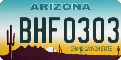 AZ license plate BHF0303