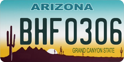 AZ license plate BHF0306