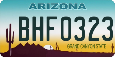 AZ license plate BHF0323