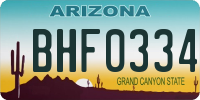 AZ license plate BHF0334