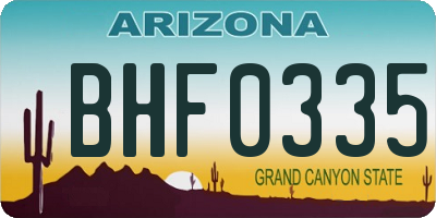 AZ license plate BHF0335