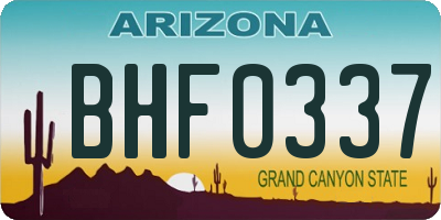 AZ license plate BHF0337