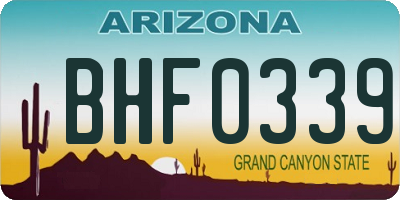 AZ license plate BHF0339