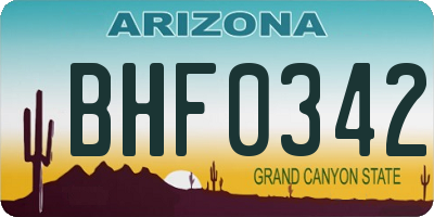 AZ license plate BHF0342