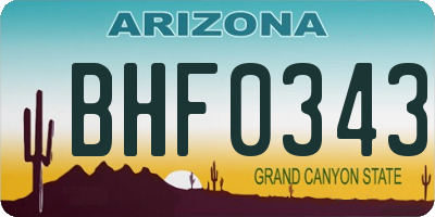 AZ license plate BHF0343