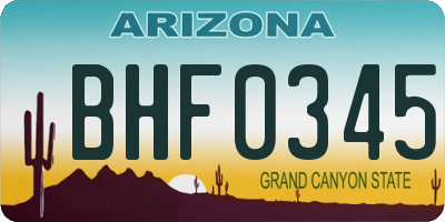 AZ license plate BHF0345