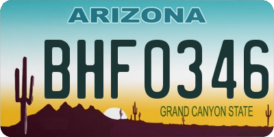 AZ license plate BHF0346