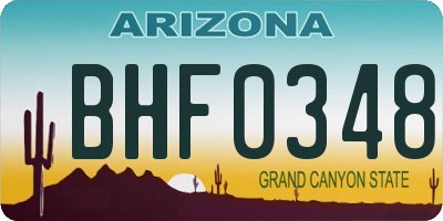 AZ license plate BHF0348