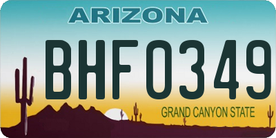 AZ license plate BHF0349