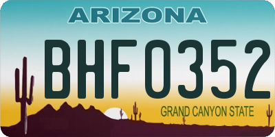 AZ license plate BHF0352