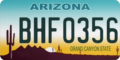 AZ license plate BHF0356
