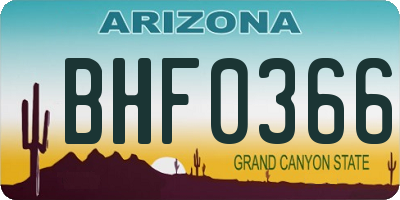 AZ license plate BHF0366