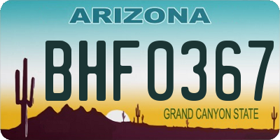 AZ license plate BHF0367