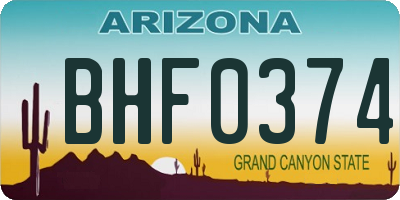 AZ license plate BHF0374