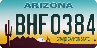 AZ license plate BHF0384