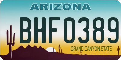 AZ license plate BHF0389