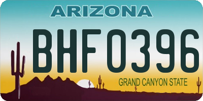 AZ license plate BHF0396