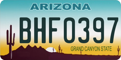 AZ license plate BHF0397